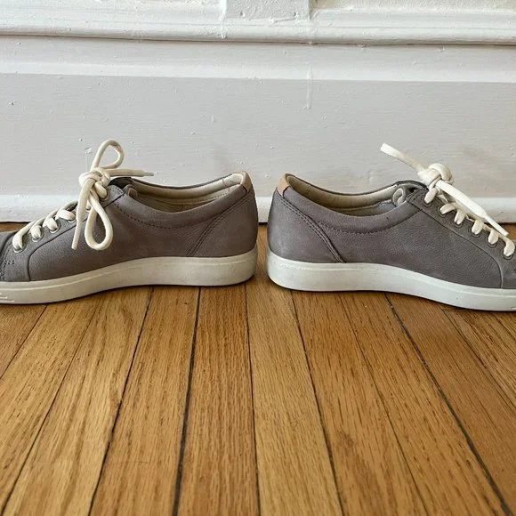 Ecco Soft 7 Women's Sneaker Gray Leather Sz 6 - Picture 4 of 4